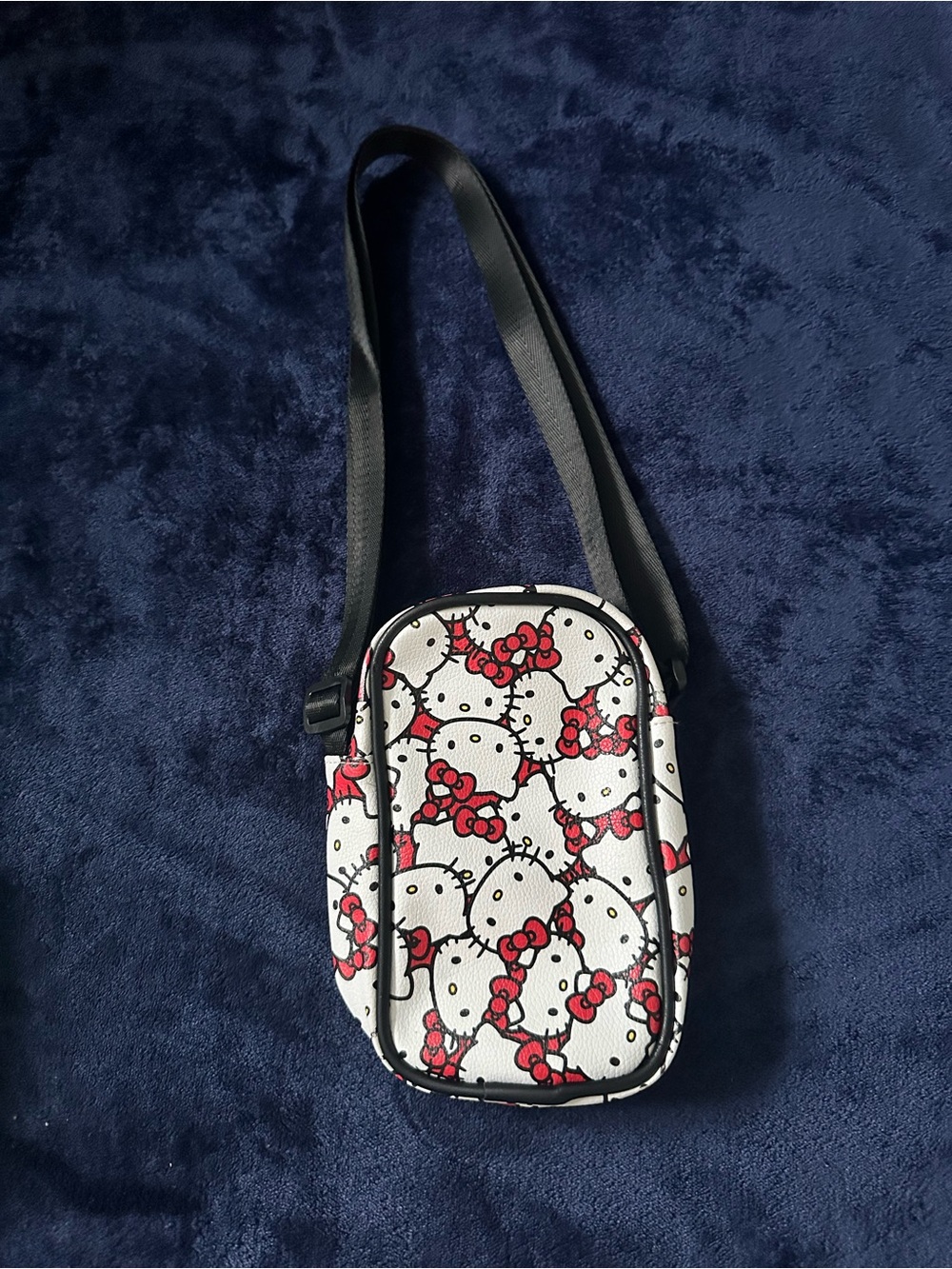 Hello Kitty White and Red Printed Crossbody Phone Bag with Black Strap
